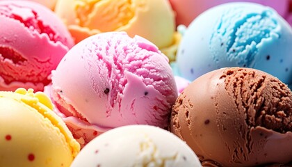 Close-up of colorful ice cream scoops