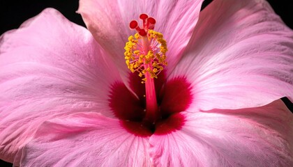 Close-up of a delicate pink hibiscus flower