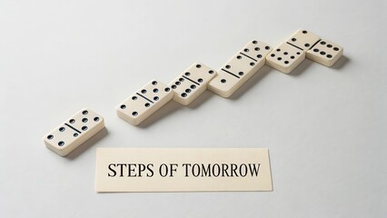 Steps of Tomorrow Concept with Dominoes on White Background