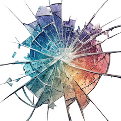 Stunning vibrant shattered glass explosion pattern with rainbow gradient effect perfect for dynamic graphic design elements