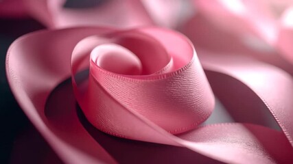 Close up of a pink ribbon in a delicate spiral pattern - Powered by Adobe