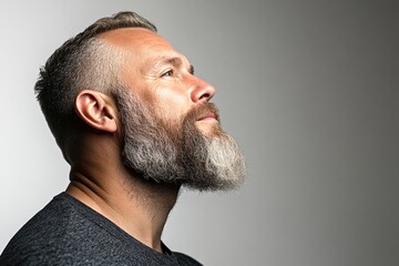 Obraz premium A peaceful and radiant male in a confident pose. Pure white soli