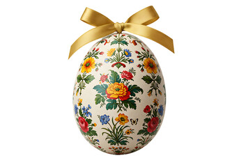 decorative easter egg with intricate flower patterns and elegant bow for festive celebration