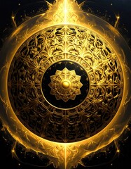 Golden, ornate sphere, radiating light