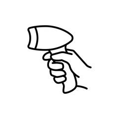Barcode scanner icon. Simple outline style. Code, bar, technology, label, digital, supermarket tag concept. Thin line symbol. Isolated design.