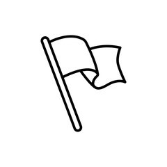 Waving flag icon. Simple outline style. Start, finish, pole, point, shape, location, pin, mark, map, pennant, flutter, place marker concept. Thin line symbol. Isolated design.