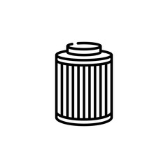 Car oil filter icon. Simple outline style. Air, fuel, engine, change, auto, clean, machine, technology, spring, vehicle, transportation concept. Thin line symbol. Isolated design.