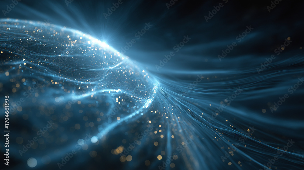 Wall mural abstract light and energy flow: a captivating display of interconnected streams of light, particles,
