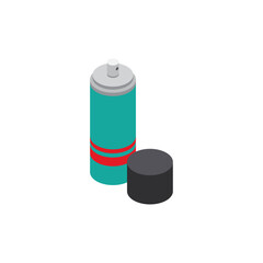 Isometric 3D vector illustration of an aerosol spray can for paint or cosmetic products