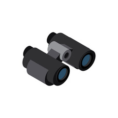 Black Binoculars Isolated on White Background Close-Up View