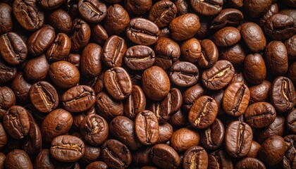 Fototapeta premium Close-up view of many roasted coffee beans (3)