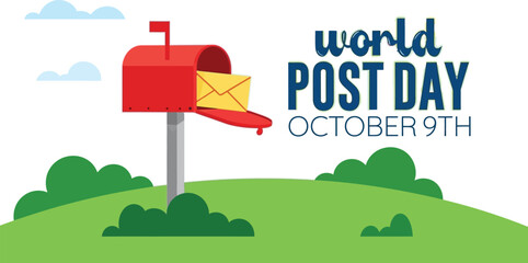 Celebrate World Post Day on October 9th with a charming mailbox and letter illustration for promotions