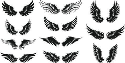 Stunning collection of diverse angel and bird wing designs perfect for logos, emblems, and creative projects