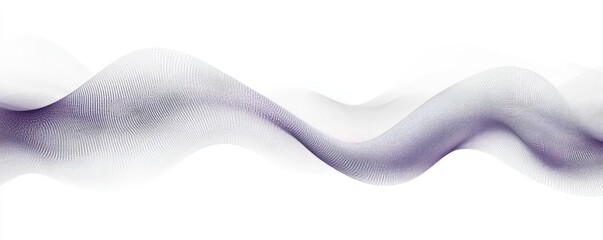 Smooth flowing purple and white abstract wave with a dotted texture on a white background conveying motion and fluidity