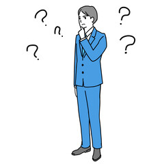 Illustration of a young businessman with a questioning look