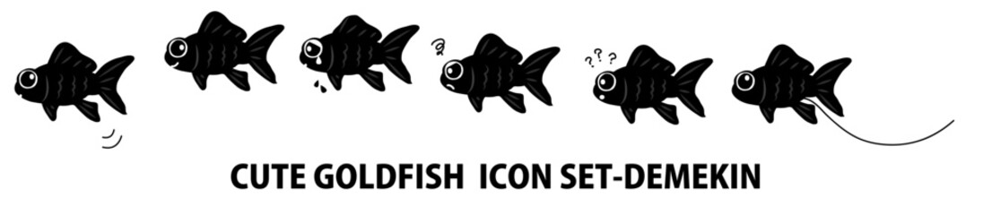 Black Goldfish Expression Illustration Set