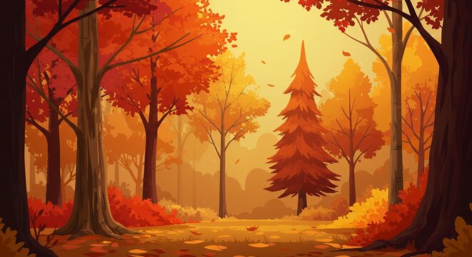 Autumn forest pathway