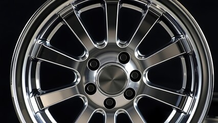 Polished metal wheel with radial symmetry, reflecting industrial elegance and precision.