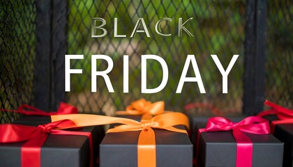 Black Friday Sale with Colorful Gifts in Nature