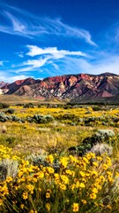 Colorful mountain landscape with wildflowers