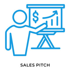 Sales Pitch Icon in Blue Outline Style