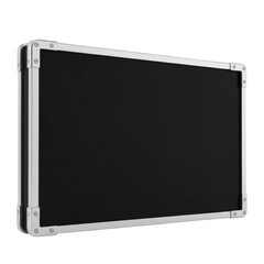Fototapeta premium Black rectangular display screen with silver frame isolated on transparent background