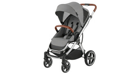 Modern gray baby stroller with pink accents for comfortable travel and outings lightweight and easy to maneuver transparent background