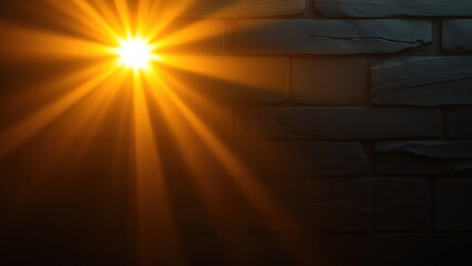 Abstract golden rays piercing through dark stone, symbolizing breakthrough ideas in a dramatic conceptual scene.