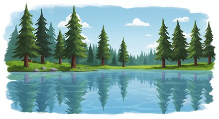 Forest lake scenery