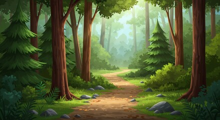 Forest path sunlight