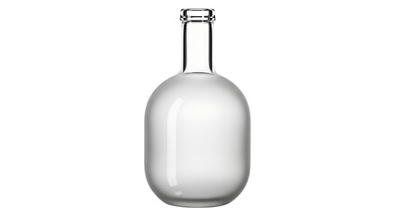 Obraz premium Elegant glass bottle isolated on white background with smooth, rounded design showcasing