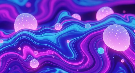 Abstract Colorful Swirling Liquid Background with Bubbles.