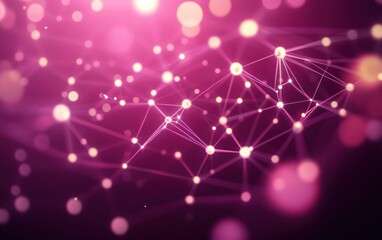 Abstract network of glowing connected points and lines on a soft purple background evoking data connections and digital communication