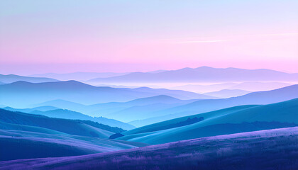 Obraz premium Dreamy Mountain Layers in Pastel Blue and Purple
