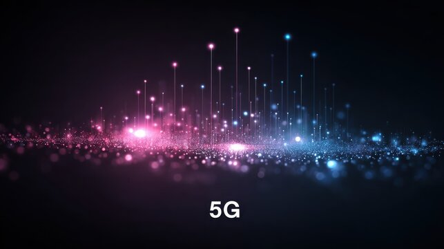 5G or 6G dot line mobile technology. Wireless data network and connection technology concept. high-speed, futuristic background. vector design. - Powered by Adobe