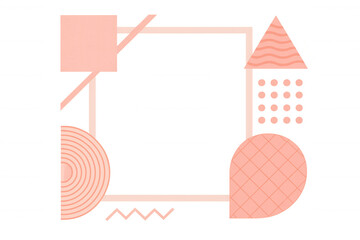 Modern abstract design featuring various pink geometric shapes creating a stylish frame, ideal for adding a touch of contemporary elegance to projects
