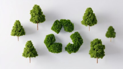 Obraz premium Green Trees Forming a Symbol of Sustainability and Eco-Friendly Practices in a Minimalistic Style