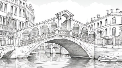 Fototapeta premium Venice bridge pencil drawing