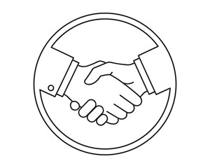 Handshake Illustration in Circle: Partnership, Agreement, Business Deal and Symbol