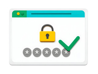 Obraz premium Illustration of online security, featuring a locked padlock and checkmark, symbolizing safe browsing and data protection.
