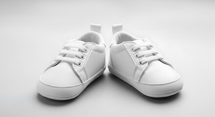 Baby White Sneakers Close-up.