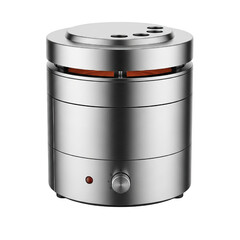 Stainless steel industrial pressure cylinder isolated on transparent background