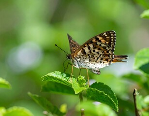 Obraz premium Close-up of a butterfly perched on leaves