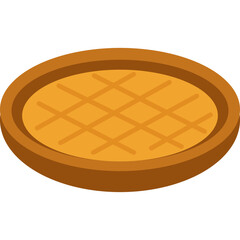 Golden waffle with grid pattern, delicious breakfast food illustration perfect for cooking or dessert themes.

