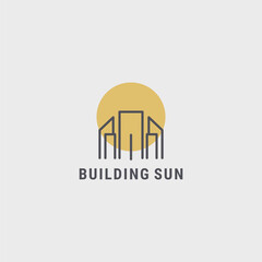 Building sun logo template vector illustration design