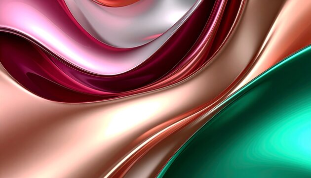Pouring Art, abstrakter Premium-Hintergrund in Kupfer, Weinrot, Silber und Jadegr&uuml;n