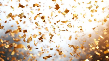 gold glitter confetti falling and floating in the air creating a festive and celebratory atmosphere with bright and sparkling particles