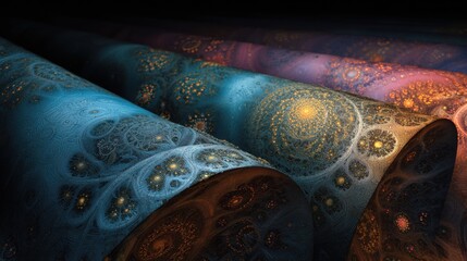 Colorful Fractal Digital Art with Intricate Patterns and Vibrant Colors