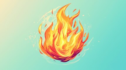 Abstract illustration of fire flames against a pastel background.  Possible use for  poster, book cover, etc.