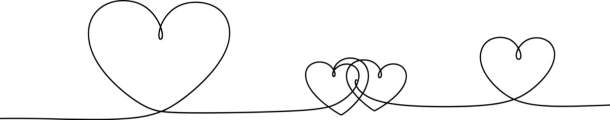 Elegant single line art of interconnected hearts symbolizes love and connection